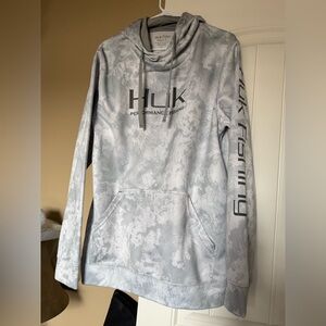 HUK Men's Gray Performance Fishing Hoodie